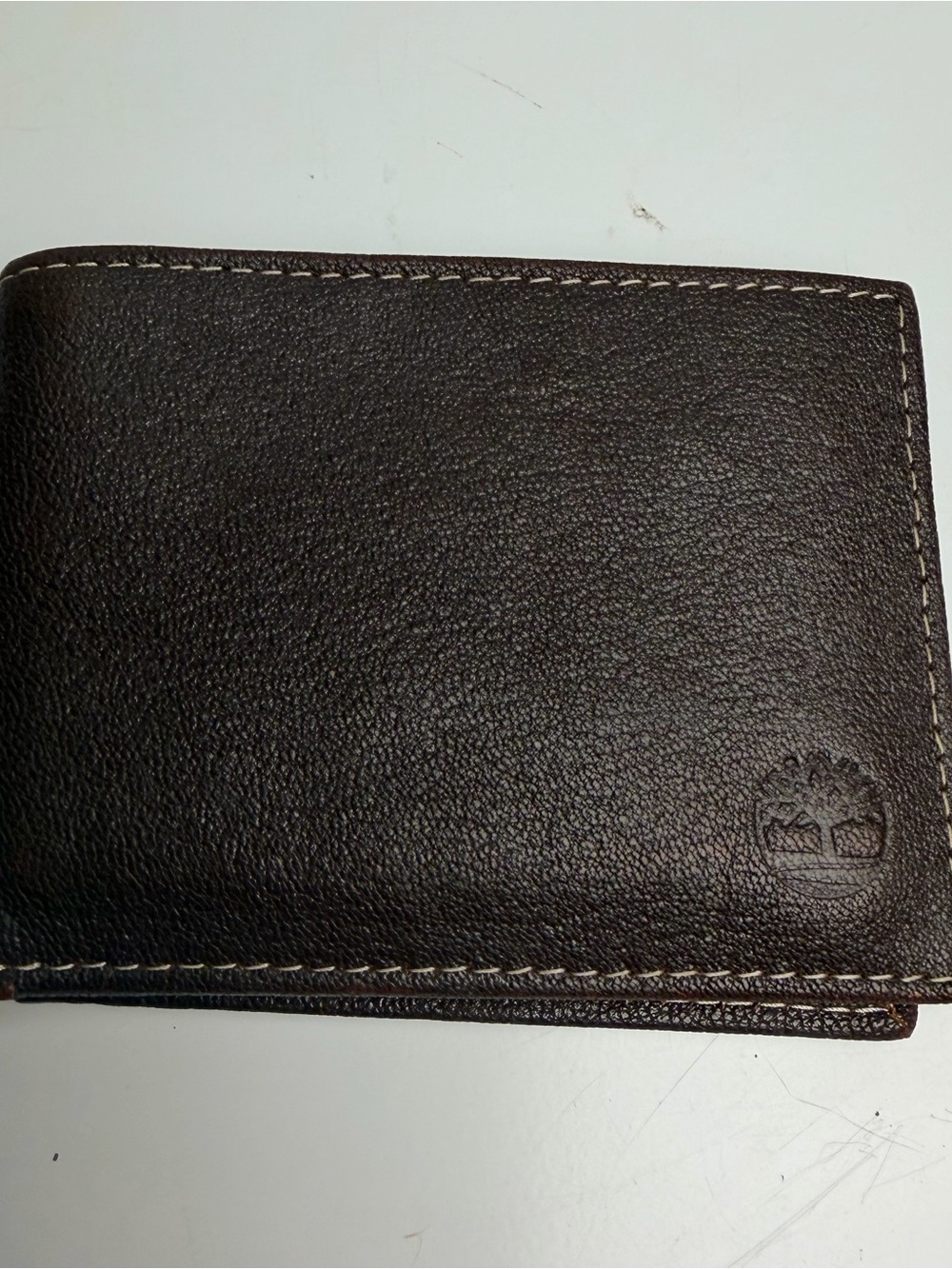 Timberland Dark Brown Leather Wallet with Embossed Logo